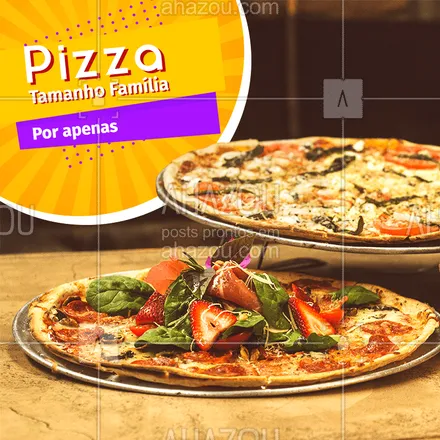 posts, legendas e frases de pizzaria para whatsapp, instagram e facebook: Peça já a sua saborosa pizza para se deliciar com a família! ? #pizza #ahazoutaste #promocao #pizzaria