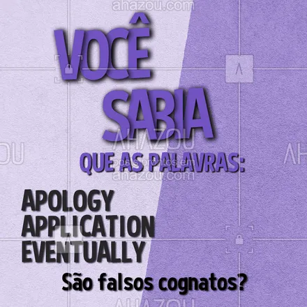 posts, legendas e frases de línguas estrangeiras para whatsapp, instagram e facebook: Como os falsos cognatos são aquelas palavras que possuem diferentes significados mesmo que a ortografia seja semelhante, hoje trouxemos 3 palavras para entender na prática como elas funcionam:

🔹 APOLOGY significa pedido de desculpas em inglês. Já no português temos a palavra: APOLOGIA que é bem semelhante na escrita, mas o seu significado é bem diferente, já que quer dizer enaltecimento, elogio. 

🔹APPLICATION significa registro ou inscrição em inglês. E no português temos a palavra: APLICAÇÃO, voltada para o ramo financeiro de investimento. 

🔹 EVENTUALLY que significa: finalmente, consequentemente em inglês é bastante semelhante à palavra eventualmente, que tem como significado ocasionalmente. 

Você sabia disso? 📚

#AhazouEdu #AulasdeInglês #Inglês #FalsoCognato #DicasdeInglês #Dicas #Curiosidade #LínguaEstrangeira 
