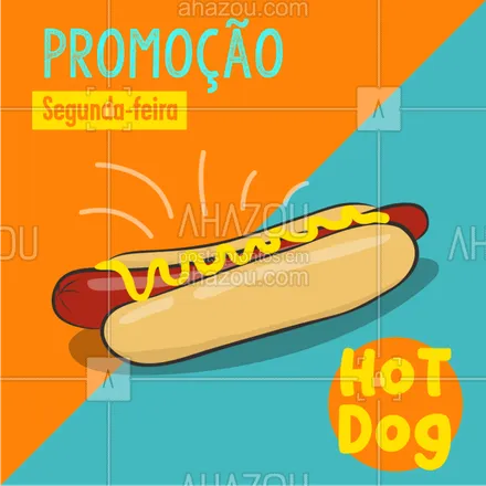 posts, legendas e frases de hot dog  para whatsapp, instagram e facebook: Hoje é Segunda-feira e tem promoção especial pra vocês! Hot dog por apenas XXX Comece a semana com essa delícia! ? #hotdog #promoção #cachorroquente #ahazoutaste 