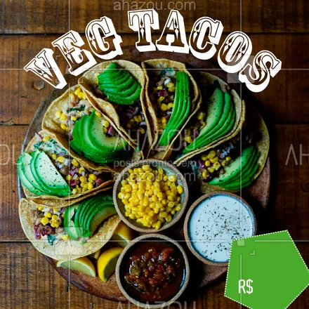 posts, legendas e frases de cozinha mexicana para whatsapp, instagram e facebook: Os nossos tacos Vegetarianos estão em promoção, por apenas R$XX

#comidamexicana #quesadilha #vegetariano #ahazoutaste