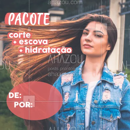 posts, legendas e frases de cabelo para whatsapp, instagram e facebook: Olha essa promoção! Ligue, marque seu horário e saia daqui renovada!
#cabelo #ahazou #corte #hidratação