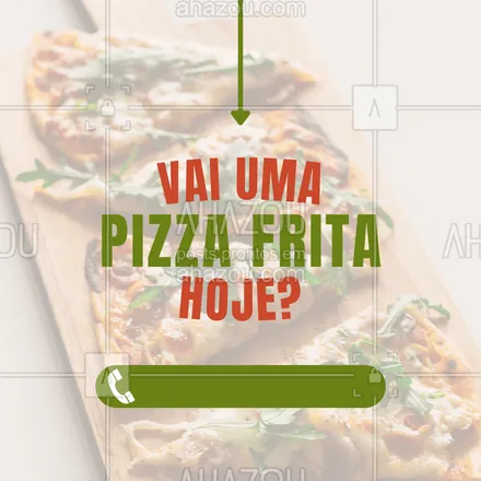 posts, legendas e frases de pizzaria para whatsapp, instagram e facebook: Que tal inovar seu dia pedindo uma pizza frita? Entre em contato e saiba mais.  #ahazoutaste #pizza  #pizzalife  #pizzalovers  #pizzaria 