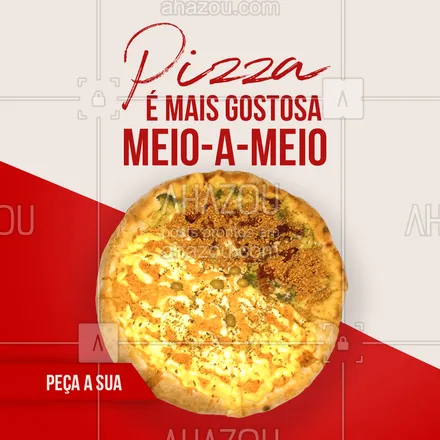 posts, legendas e frases de pizzaria para whatsapp, instagram e facebook: O que é mais gostoso do que um sabor de pizza? Isso mesmo, dois sabores juntos, peça a sua pelo nosso delivery e prove as nossas deliciosas e quentinhas pizzas ? #ahazoutaste  #pizzaria #pizza #pizzalife #pizzalovers #meioameio #doissabores #sabores #recheio #delivery #entrega #pedido #gostosa #sabor 