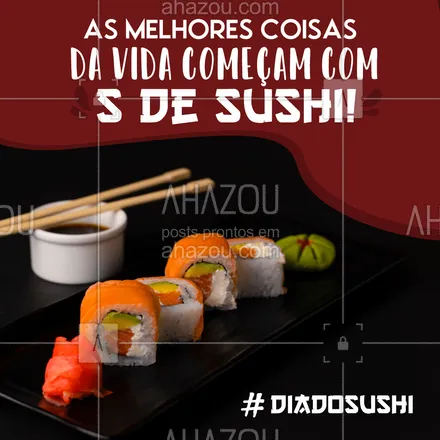 posts, legendas e frases de cozinha japonesa para whatsapp, instagram e facebook: Comemore o dia do sushi da melhor maneira possível: pedindo o seu sushi! 🍣🤩
#ahazoutaste #japa  #sushidelivery  #sushitime  #japanesefood  #comidajaponesa  #sushilovers 