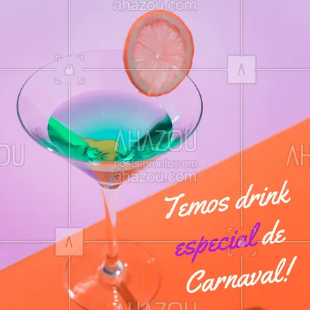 posts, legendas e frases de bares para whatsapp, instagram e facebook: Temos drink especial de carnaval, e ele é lindo ? #drinks #ahazou #carnaval #drinkespecial #bar #bebida