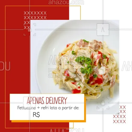 posts, legendas e frases de cozinha italiana para whatsapp, instagram e facebook: Devido a quarentena, estamos atendendo apenas via delivery, porém, não deixe de aproveitar nossa promoção de fettuccine + refri latal a partir de R$XX. Entre em contato pelo whatsapp xxxxx-xxxx e consulte os sabores disponíveis. #ahazoutaste#delivery #covid19 #coronavirus #cozinhaitaliana #fettuccine #culinariaitaliana