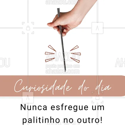 posts, legendas e frases de cozinha japonesa para whatsapp, instagram e facebook: É importante que você nunca fique esfregando um palitinho (hashi) no outro após separar os dois. Embora você faça isso por amor aos seus dedos, afinal as farpas machucam, raspar um hashi no outro pode ser uma baita falta de respeito em um restaurante tipicamente japonês. #ahazoutaste  #sushidelivery #sushilovers #sushitime #japanesefood