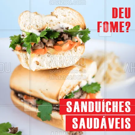 posts, legendas e frases de saudável & vegetariano, comidas variadas para whatsapp, instagram e facebook: Peça já o seu sanduíche saudável e mate sua fome! ? #sanduiche #comidasaudavel #ahazou #alimentaçao #saudavel #lanchesaudavel