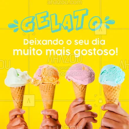 posts, legendas e frases de gelados & açaiteria para whatsapp, instagram e facebook: Afinal, hoje está pedindo um gelato. #gelato #refrescante #ahazoutaste #gelados #icecream #sorvete 