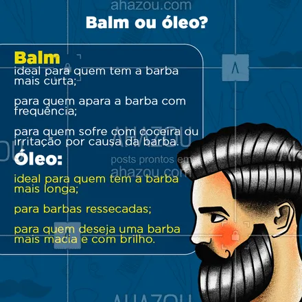posts, legendas e frases de barbearia para whatsapp, instagram e facebook: Agora que você já sabe qual a diferença entre Balm e óleo, é só apostar no produto ideal para sua barba!

Salve esse post para conferir sempre que achar necessário.

#barba #CuidadosComAbarba #dicas #AhazouBeauty  #barbeiromoderno  #barbeiro  #barbeirosbrasil  #barberLife  #brasilbarbers 