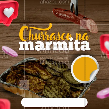 posts, legendas e frases de marmitas, açougue & churrasco para whatsapp, instagram e facebook: O melhor do churrasco na sua casa!
Ligue e peça já ??
#marmitas #marmitex #ahazoutaste  #churrasco #bbq #churrascoterapia #comidacaseira 
