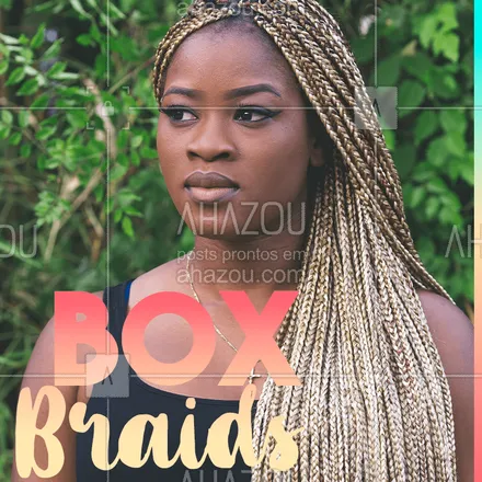 posts, legendas e frases de cabelo para whatsapp, instagram e facebook: Quem aí já é fã das box braids? ?? Elas são incríveis para as meninas que estão na transição e querem dar um UP na autoestima! #boxbraids #ahazou #trançasafro #tranças 