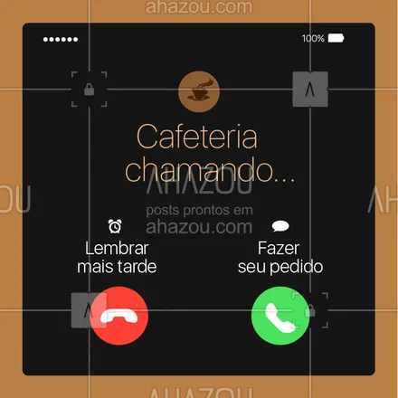 posts, legendas e frases de cafés para whatsapp, instagram e facebook: Alô, tem alguém te ligando! Tá na hora de fazer seu pedido ? #cafeteria #ahazoutaste #cafés