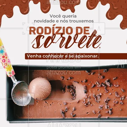 posts, legendas e frases de gelados & açaiteria para whatsapp, instagram e facebook: Com diversas opções de picolés e sorvete de massa, nosso rodízio de sorvete é novidade e o mais completo da região! Chame os amigos e venha se esbaldar nos seus sorvetes favoritos em pagar muito por isso. #ahazoutaste #açaí #açaíteria #cupuaçú #gelados #icecream #sorvete #sorveteria #ahazoutaste 