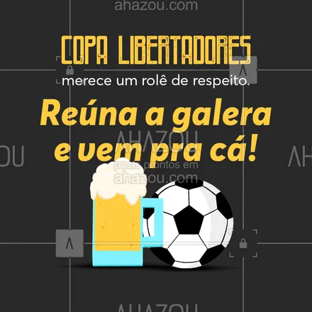 posts, legendas e frases de bares para whatsapp, instagram e facebook: Afinal, o que combina mais com brasileiro do que um bom jogo e uma cervejinha gelada? 🍻😉
#copalibertadores #libertadores #ahazoutaste #bar  #cocktails  #drinks  #lounge  #mixology  #pub 
