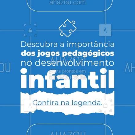 posts, legendas e frases de ensino particular & preparatório, saúde mental para whatsapp, instagram e facebook: 🌈 O período da infância é uma fase crucial para o desenvolvimento integral das crianças, onde suas habilidades cognitivas, emocionais e sociais começam a tomar forma. Nesse contexto, os jogos pedagógicos emergem como um recurso valioso, capaz de moldar positivamente esse processo de crescimento. Ao unir aprendizado e diversão de maneira harmoniosa, os jogos pedagógicos desempenham um papel essencial na construção de bases sólidas para o sucesso acadêmico e pessoal.🎈👨‍👩‍👧‍👦 Quer saber quais jogos pode usar afim de ajudar no desenvolvimento do seu filho? Dá só uma olhada:
🧩 Quebra-Cabeças: Estimulam o raciocínio espacial , resolução de problemas e paciência;
🧠 Jogo da Memória: Aprimoram a memória visual, concentração e reconhecimento de padrões;
🎯 Jogos de Tabuleiro: Estimulam o pensamento estratégico, tomada de decisões e planejamento;
🕵️‍♂️ Jogos de Adivinhação: Estimulam o pensamento crítico e habilidades de dedução;
🎨 Jogos de Enigma: Desenvolvem habilidades de resolução de problemas, pensamento criativo  e concentração.
Gostou das dicas? Não deixe de curtir o post e seguir para conferir mais conteúdos como esse! #AhazouEdu, #AhazouSaude #jogos #jogospedagógicos #pedagogia #educação #ensino