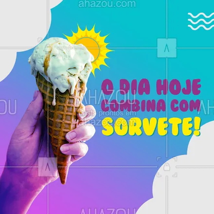 posts, legendas e frases de gelados & açaiteria para whatsapp, instagram e facebook: Na verdade, todos os dias combinam com sorvete, não é mesmo?! #sorvete #gelado #ahazoutaste  #icecream  #sorveteria  #gelados 