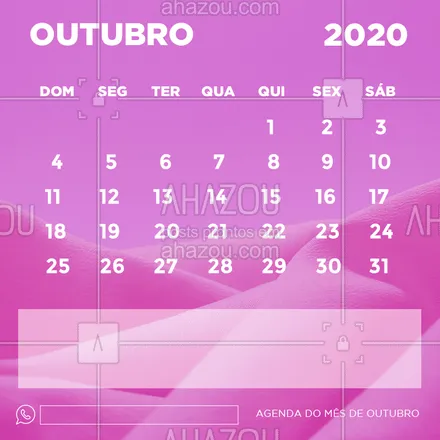 posts, legendas e frases de posts para todos para whatsapp, instagram e facebook: Confira nosso calendário do mês de Outubro! ?
#calendario #ahazou #Outubro #2020