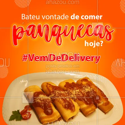 posts, legendas e frases de marmitas, cozinha italiana, à la carte & self service para whatsapp, instagram e facebook: Se o problema de hoje era a vontade de comer panqueca, seu problema acabou de ser solucionado! ?? Peça agora e receba onde você estiver com o nosso incrível serviço de DELIVERY! ?
#Delivery #Panquecas #Panquecasdelivery #ahazoutaste  #comidadeverdade #massas