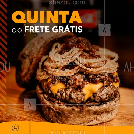 posts, legendas e frases de hamburguer para whatsapp, instagram e facebook: Hoje o frete é por nossa conta! Faça seu pedido pelo delivery. 

#hamburguer #fretegratis #ahazoutaste #burger