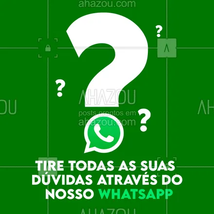 posts, legendas e frases de posts para todos para whatsapp, instagram e facebook:  Não fique com dúvidas,  se livre delas a través do nosso whatsapp!#ahazou #atendimento #whatsapp #zap #comunicado #ahazou 