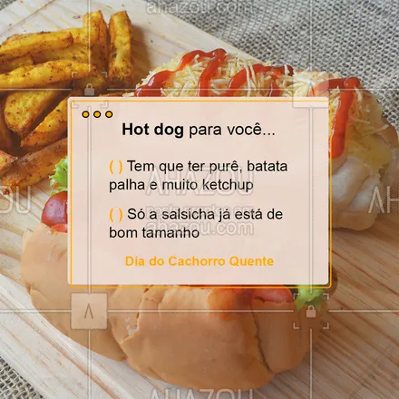 posts, legendas e frases de hot dog  para whatsapp, instagram e facebook: Polêmica ou não, nós queremos saber: você gosta de por molho na salsicha do seu hot dog? 🤔 Deixe aqui nos comentários! 👇🏻🌭
#diadocachorroquente #ahazoutaste #cachorroquente  #food  #hotdog  #hotdoggourmet  #hotdoglovers 