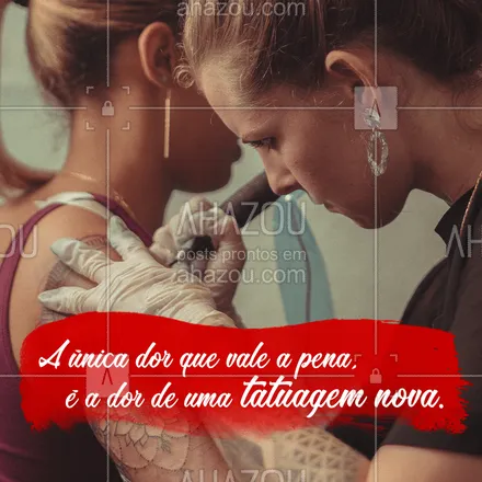 posts, legendas e frases de estúdios, tatuadores & body piercer para whatsapp, instagram e facebook: Quem aí sente dor ao tatuar? 
#Frase #Ahazou Ink #Tattoo 