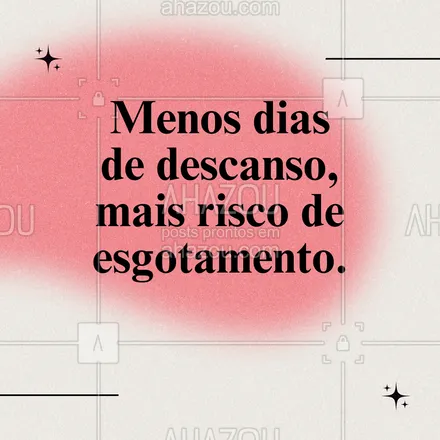 posts, legendas e frases de saúde mental para whatsapp, instagram e facebook: Trabalhar seis dias consecutivos reduz a chance de desconectar completamente do trabalho, o que pode levar a um estado de esgotamento emocional. A falta de pausas adequadas está diretamente ligada ao aumento do estresse e ao burnout. Valorize suas folgas e não hesite em buscar apoio para lidar com a sobrecarga. 🧠✨ #Burnout #BemEstarMental #escala6x1 #saúdemental #6x1 #esgotamento #AhazouSaude #dicas 