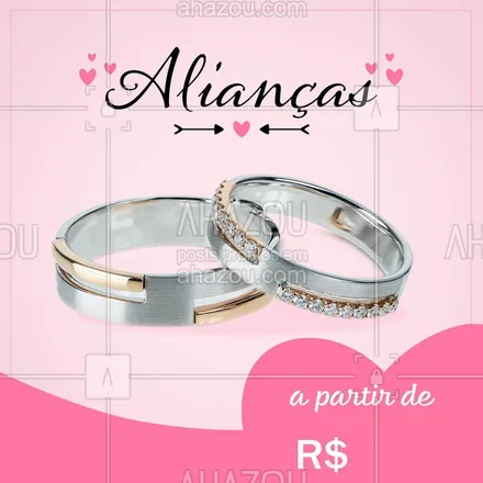 posts, legendas e frases de acessórios para whatsapp, instagram e facebook: Venha conferir nossas opções de alianças para você e seu amor ficarem ainda mais juntinhos ❤ #alianças #anéis #compromisso #Ahazoufashion #acessórios