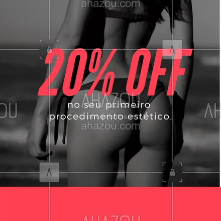 posts, legendas e frases de estética corporal para whatsapp, instagram e facebook: Em seu primeiro procedimento estético com a gente, você ganha 20 % de desconto. Não perca! Agende já o seu horário ? #promoção #beleza #estética #ahazou #ahazouestética