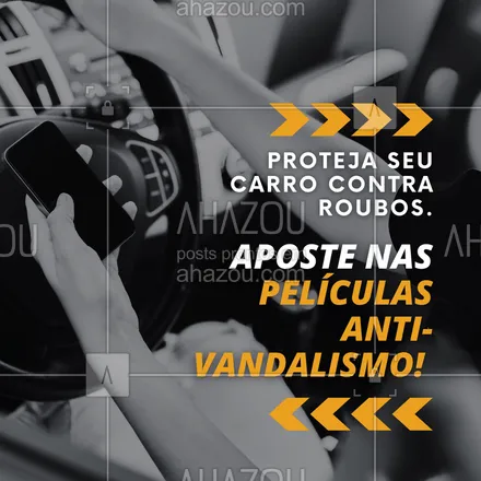 posts, legendas e frases de estética automotiva & lavajato para whatsapp, instagram e facebook: Película de segurança dificulta a ação de ladrões e protege os vidros contra estilhaços. Dirija com mais tranquilidade!
⚠️ Oferta especial: película traseira + laterais por R$XXX!
#PelículaDeSegurança #CarroProtegido #Tranquilidade