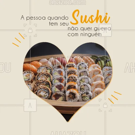 posts, legendas e frases de cozinha japonesa para whatsapp, instagram e facebook: Quem aí fica satisfeito depois de um sushi? ??#sushi #japonesa #comida #ahazou #food #bandbeauty