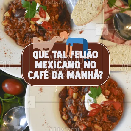 posts, legendas e frases de cozinha mexicana para whatsapp, instagram e facebook: Como desjejum, os mexicanos comem “desayuno”. É como um mexido, feito com carne, ovos, feijão e tortilhas. Bolos e frutas também são bem-vindos no café da manhã.
 #comidamexicana  #cozinhamexicana #ahazoutaste  #nachos  #texmex  #vivamexico 