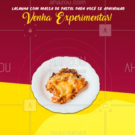 posts, legendas e frases de cozinha italiana para whatsapp, instagram e facebook: Lasanha é uma delícia e pastel também, imagina quando juntamos eles? Impossível resistir! #ahazoutaste #comidaitaliana  #cozinhaitaliana  #italianfood  #italy  #massas 