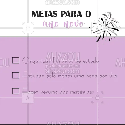 posts, legendas e frases de ensino particular & preparatório para whatsapp, instagram e facebook: Agora vai! ? Como está a sua checklist de metas para o novo ano? ? #metas #checklist #ahazouedu #cursinho #educação #AhazouEdu 
