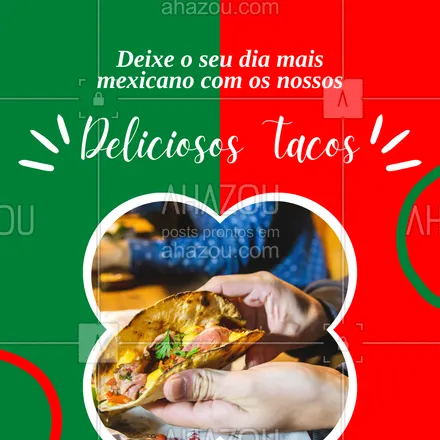 posts, legendas e frases de cozinha mexicana para whatsapp, instagram e facebook: Escolha seu recheio preferido e faça agora mesmo o seu pedido! 😋
#tacos #ahazoutaste #comidamexicana  #cozinhamexicana  #vivamexico  #texmex 