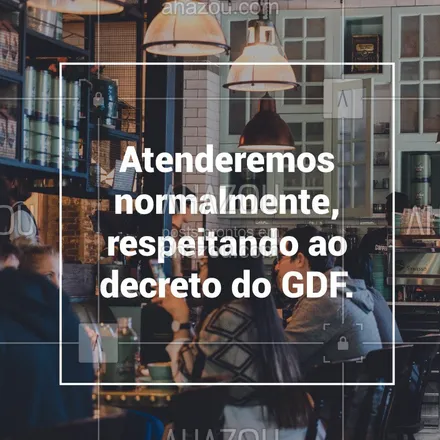 posts, legendas e frases de assuntos variados de gastronomia para whatsapp, instagram e facebook: Nosso restaurante está de acordo com às normas estabelecidas pelo GDF, com relação ao coronavírus, e informamos que nosso horário de atendimento não sofrerá alteração alguma.#covid19 #coronavírus #restaurante #ahazoutaste #lanchonete 