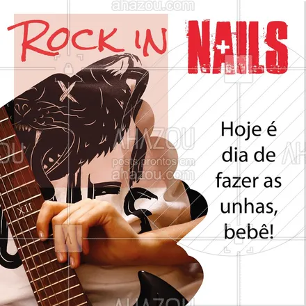 posts, legendas e frases de manicure & pedicure para whatsapp, instagram e facebook: Para entrar no clima do Rock in Rio! ?? Bora agendar um horário para ficar com unhas de diva! ? #rockinrio #ahazou #manicure #unhas
