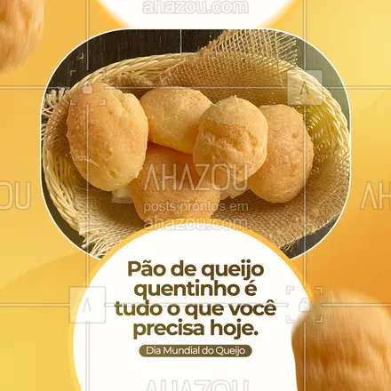 posts, legendas e frases de padaria para whatsapp, instagram e facebook: Comemore essa data saborosa como se deve, com o melhor pão de queijo que você já provou na vida. Venha nos visitar e peça já o seu. #bakery #padaria #padariaartesanal #panificadora #pãoquentinho #ahazoutaste #queijo #produtoscomqueijo #sabor #qualidade #diamundialdoqueijo #pãodequeijo #tiposdequijo