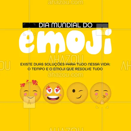 posts, legendas e frases de posts para todos para whatsapp, instagram e facebook: Quem nunca mandou um emoji pra tentar contornar aquela situação, não é mesmo? 😂 #ahazou #diamundialdoemoji #quote  #motivacional  