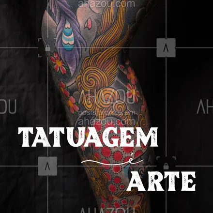 posts, legendas e frases de estúdios, tatuadores & body piercer para whatsapp, instagram e facebook: E sua pele é a tela onde a arte ganha vida. Então, pronto(a) para ser uma obra prima? #AhazouInk #tutuagem #tattoo
