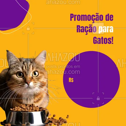 posts, legendas e frases de petshop para whatsapp, instagram e facebook: 🐱💙 É hora de fazer o estoque da ração preferida do seu gato! Aproveite a promoção especial para garantir alimentação de qualidade por um preço que cabe no seu bolso. Corre! #PromoçãoDeRação #AhazouPet #petshop #ração #promoção #promoçãopetshop