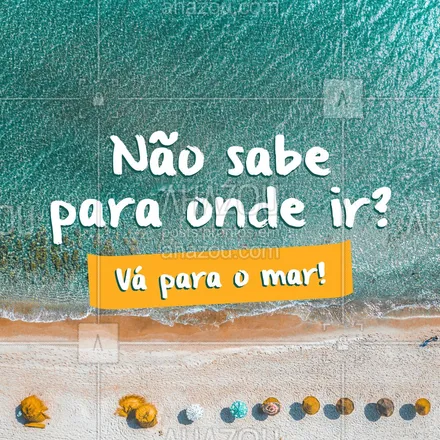 posts, legendas e frases de moda praia para whatsapp, instagram e facebook:  O mar com certeza é a solução! ??️
#FrasesdePraia #Praia #AhazouFashion #ModaPraia  #summer #verao