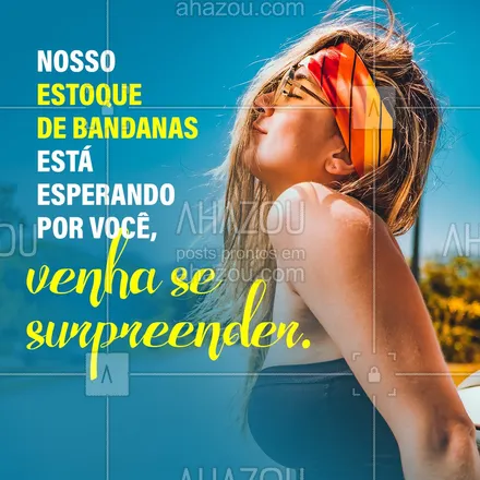 posts, legendas e frases de moda praia para whatsapp, instagram e facebook: Você precisa de bandanas? Nós vamos te ajudar. 💜 #AhazouFashion #beach #fashion #moda #praia #summer #tendencia #verao #bandanas