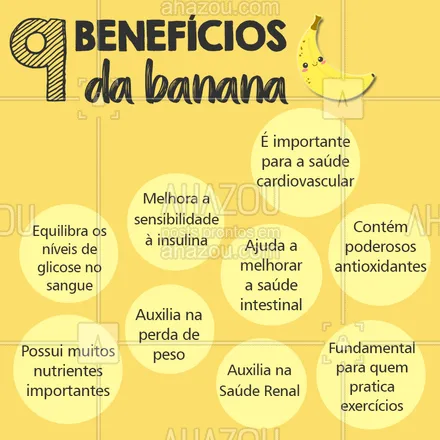 posts, legendas e frases de nutrição para whatsapp, instagram e facebook: Bora comprar banana! ?? #banana #dicas #ahazou #saude #nutrição #bandbeauty