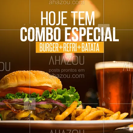 posts, legendas e frases de hamburguer para whatsapp, instagram e facebook: Só hoje!
Compre um burger e leve o refri e as fritas. Aproveite e peça já o seu!
#ahazou #comer #burger #fritas #instafood