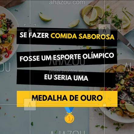 posts, legendas e frases de assuntos variados de gastronomia para whatsapp, instagram e facebook: Aqui você tem certeza que o sabor da comida é digna de medalha de ouro 🥇. 

Então venha nos visitar ou peça por delivery e se surpreenda com nossas delicias ✨

#ahazoutaste #culinaria  #foodie  #gastronomia  #gastronomy #olímpiadas2024