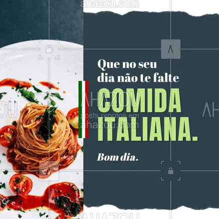 posts, legendas e frases de cozinha italiana para whatsapp, instagram e facebook: Que sempre tenha uma oportunidade de experimentar e levar o dia com uma boa comida italiana como companheira. Conheça nossos pratos e permita-se maravilhar com as receitas masi que especiais que preparamos para você.
#ahazoutaste #comidaitaliana  #cozinhaitaliana  #italianfood  #massas  #italy  #pasta  #restauranteitaliano 