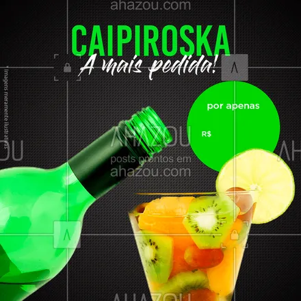 posts, legendas e frases de bares para whatsapp, instagram e facebook: Venha experimentar nossa deliciosa Caipiroska!
#partiubar #ahazou #caipiroska