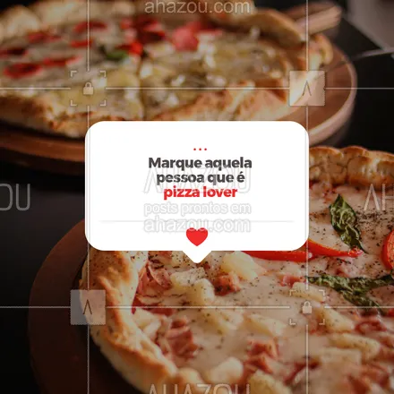 posts, legendas e frases de pizzaria para whatsapp, instagram e facebook: Com toda certeza, você tem um amigo(a) que é viciado(a) em pizza. Então marca essa pessoa aqui nesse post! Agora, se você não marcar ninguém, temos certeza que você é o pizza lover do role. 😋😉 #ahazoutaste #pizza  #pizzalife  #pizzalovers  #pizzaria 